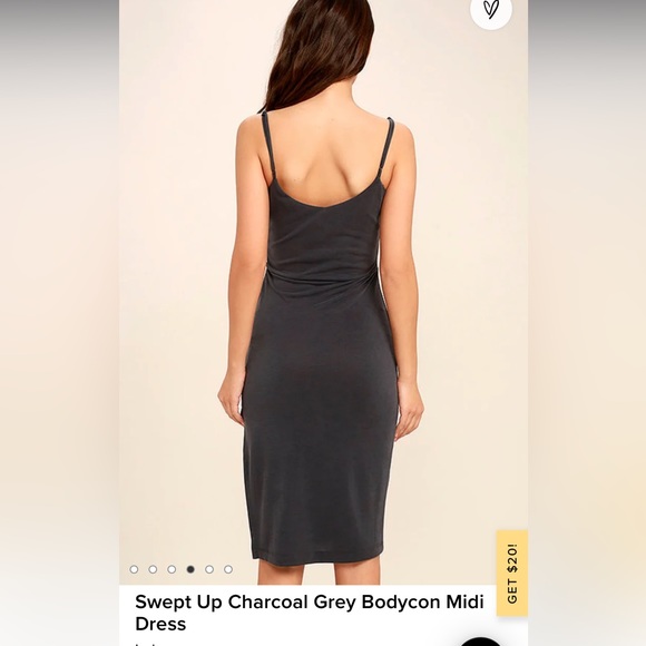 Lulu’s Swept Up Charcoal Grey Bodycon Midi Dress Size XL - Picture 4 of 11